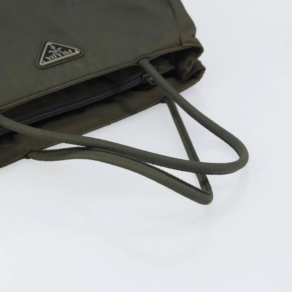 PRADA Hand Bag Nylon Khaki Silver Auth ti3533 - Picture 9 of 16